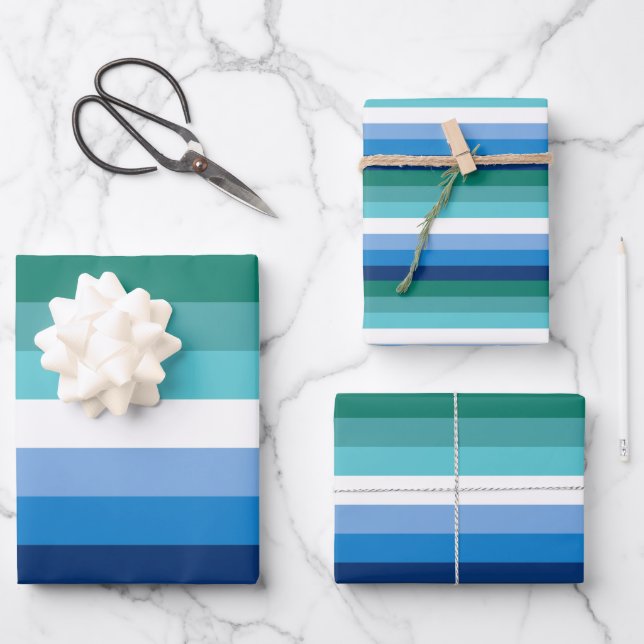 Feuille De Papier Cadeau Drapeau de fierté masculine gaie (Azure) (Recto)