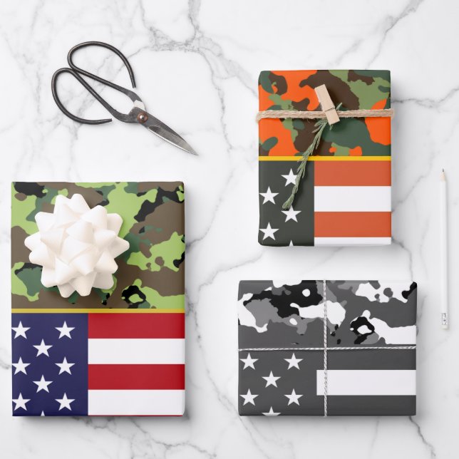 Feuille De Papier Cadeau Drapeau du Camouflage américain (Recto)