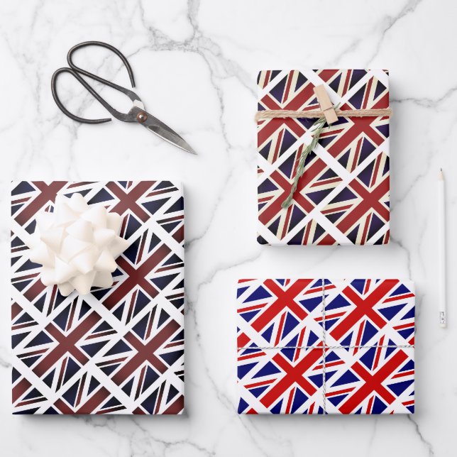 Feuille De Papier Cadeau Drapeau Jack de l'union britannique enveloppant fe (Recto)