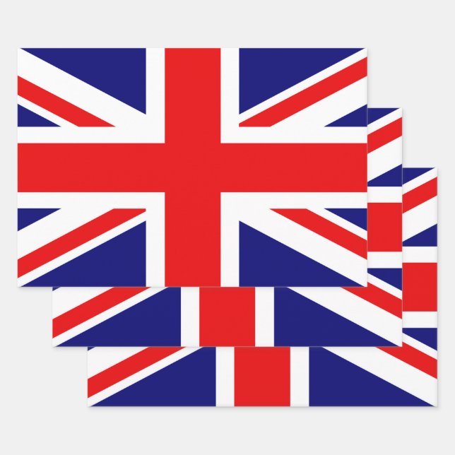 Feuille De Papier Cadeau Drapeau national britannique - Union Jack (Lot)
