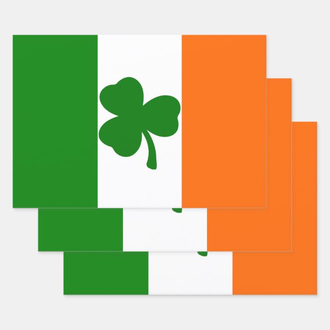 Feuille De Papier Cadeau Drapeau Shamrock irlandais (Lot)