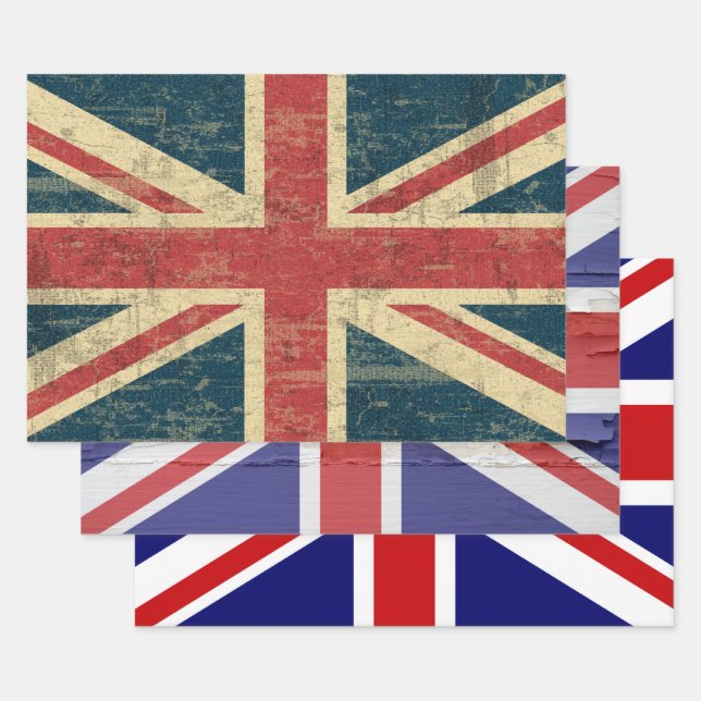 Feuille De Papier Cadeau Drapeau Union Jack du Royaume-Uni (Lot)