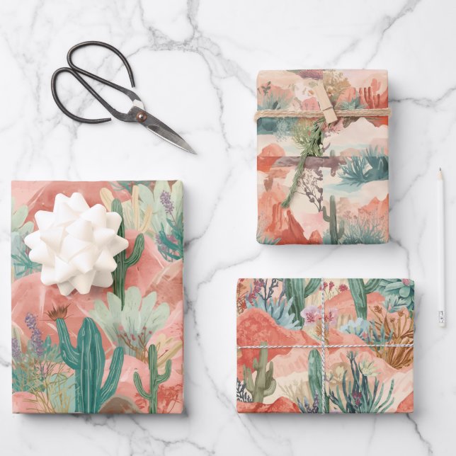 Feuille De Papier Cadeau Dreamy Desert Bloom Abstract Collage (Recto)