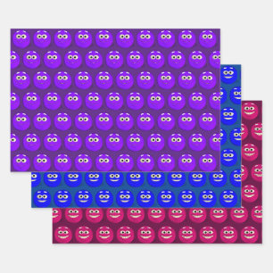 Feuille De Papier Cadeau Drôle Emoticon Visages Motif Carrelé