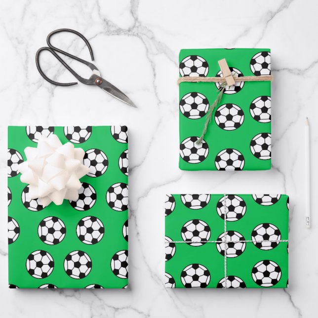 Feuille De Papier Cadeau Drôle Motif de balle de football (Recto)