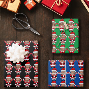 Feuille De Papier Cadeau Drôle photo personnalisée Père Noël Head Trump