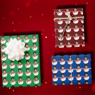 Feuille De Papier Cadeau Drôle Snowman personnalisé photo visage Xmas