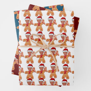 Feuille De Papier Cadeau Drôle Trump Gingerbread Photo personnalisée Visage