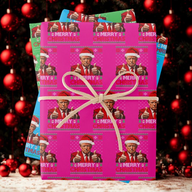 Feuille De Papier Cadeau Drôle Trump Santa Hat Joyeux Noël Mauvais Cadeau (Créateur téléchargé)