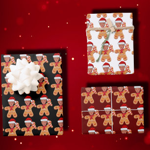 Feuille De Papier Cadeau Drôle Trump Xmas Personnalisé Visage Photo Gingerb