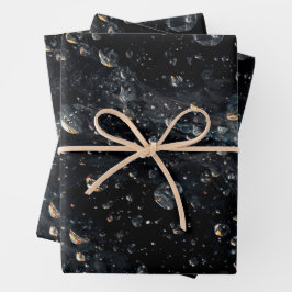 Feuille De Papier Cadeau Droplets en pierre galactique sur une toile cosmiq