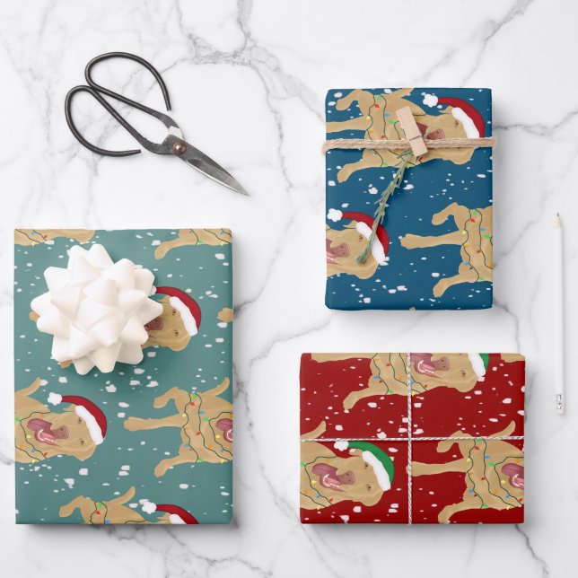 Feuille De Papier Cadeau Dudley Labrador Christmas  (Recto)