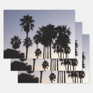 Feuille De Papier Cadeau Dusk avec palmiers Scène tropicale