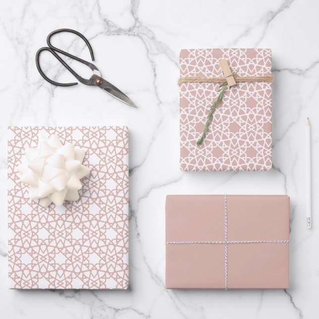 Feuille De Papier Cadeau Dusty rose Arabesque Design Motif (Recto)