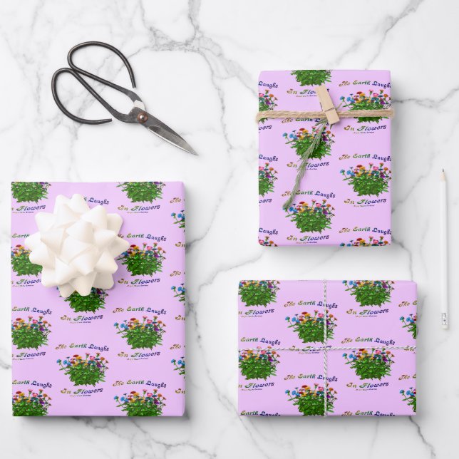 Feuille De Papier Cadeau Earth Laughers Fleurs Citation Inspirationnelle (Recto)