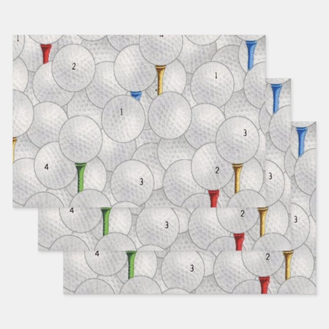 Feuille De Papier Cadeau Eat Sleep Golf (Lot)