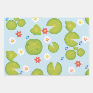 Feuille De Papier Cadeau Eau Lilypad Floral Pond