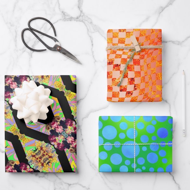 Feuille De Papier Cadeau Échantillon Argos Taffi Op Art (Recto)