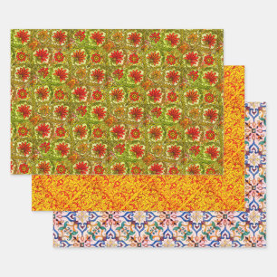 Feuille De Papier Cadeau Échantillon Motif méditerranéen