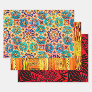 Feuille De Papier Cadeau Échantillon Motif méditerranéen