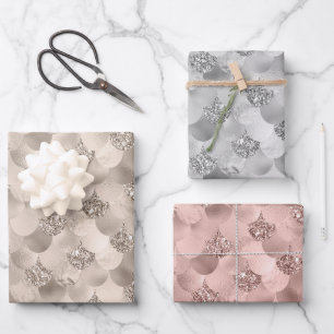 Feuille De Papier Cadeau Échelles de sirène   Élégantes Faux Métalluriques