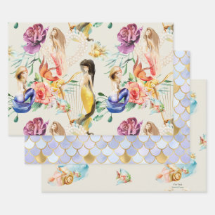 Feuille De Papier Cadeau Échelles Mermaid & Sirène Dreamy personnalisées