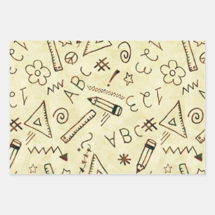 Feuille De Papier Cadeau École créative Doodle, enseignant Motif thématique