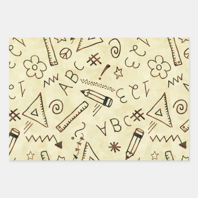 Feuille De Papier Cadeau École créative Doodle, enseignant Motif thématique (Devant)