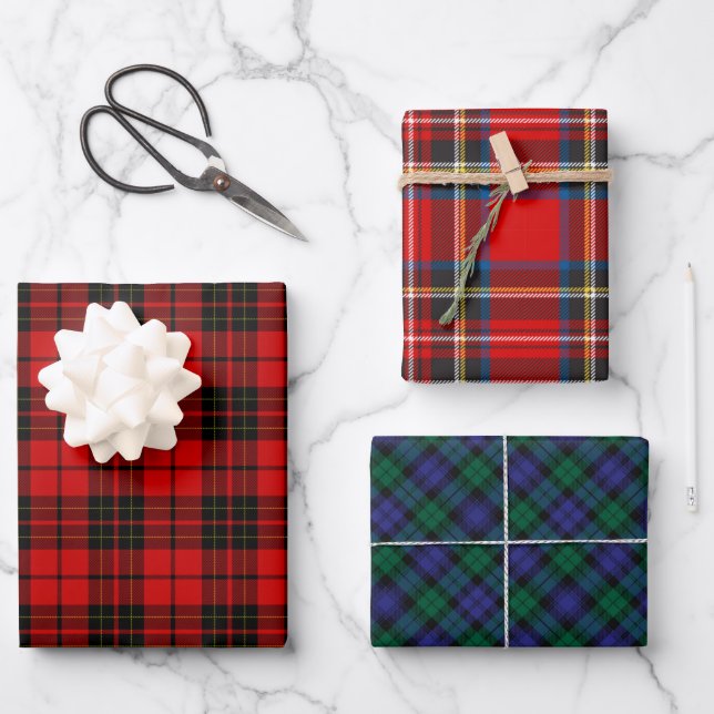 Feuille De Papier Cadeau écossais Tartan Plaid Motifs (Recto)