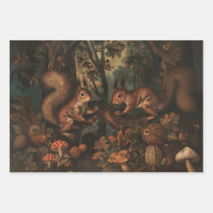 Feuille De Papier Cadeau Écureuil - Peinture à l'huile Style d'enveloppemen
