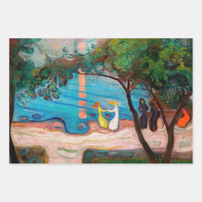 Feuille De Papier Cadeau Edvard Munch - Danse sur la plage (Devant)