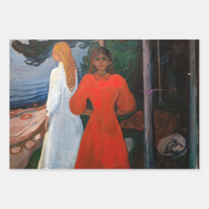 Feuille De Papier Cadeau Edvard Munch - Rouge et Blanc