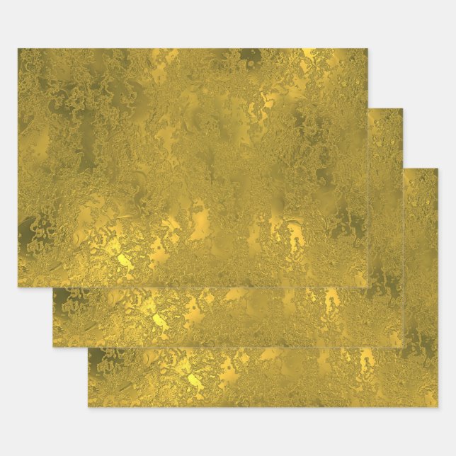 Feuille De Papier Cadeau Effet de dentelle dorée élégant (Lot)