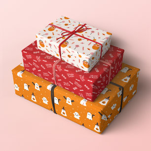Feuille De Papier Cadeau Éffrayant Cute Trick ou traiter Motifs d'Halloween