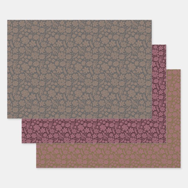 Feuille De Papier Cadeau Ehpopoki Floral x 3 (Lot)