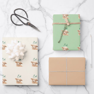 Feuille De Papier Cadeau Eid Al Adha Beige Mouton Mignon 