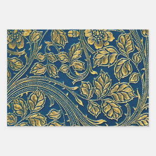 Feuille De Papier Cadeau Elégance bleu or