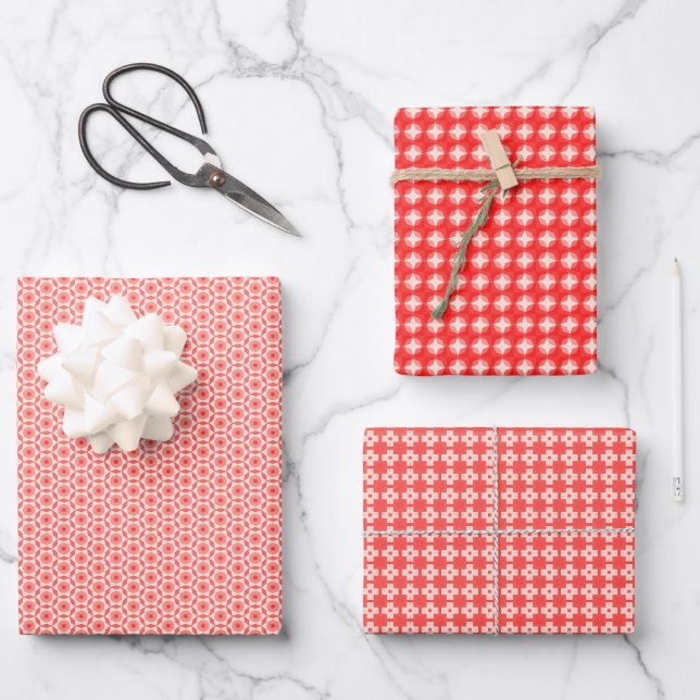 Feuille De Papier Cadeau Élégance du puzzle rouge (Recto)