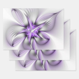 Feuille De Papier Cadeau Élégance florale Art fractal violet abstrait moder