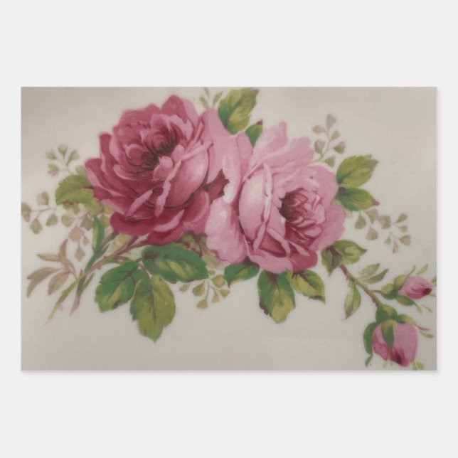 Feuille De Papier Cadeau Élégance rose (Devant)