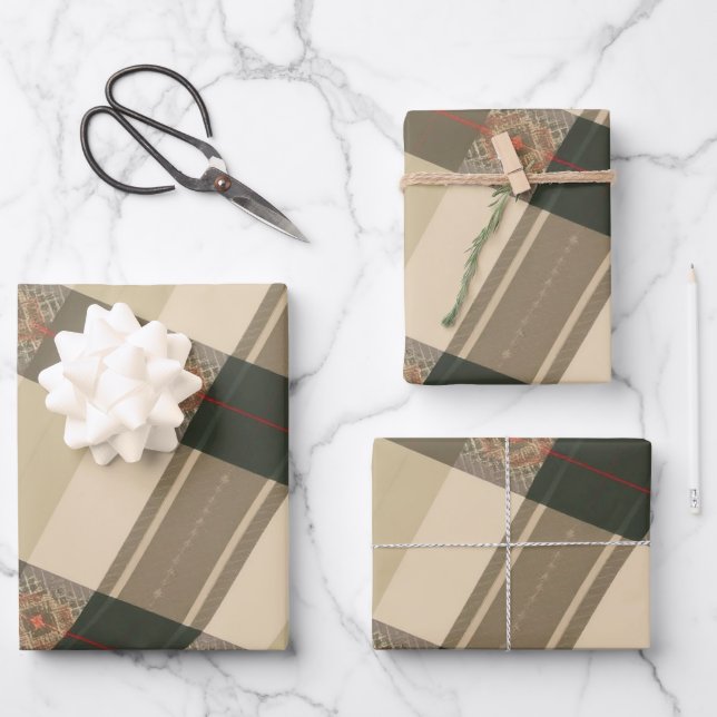 Feuille De Papier Cadeau Élégance Rustique Plaid : Folk Design anglais (Recto)