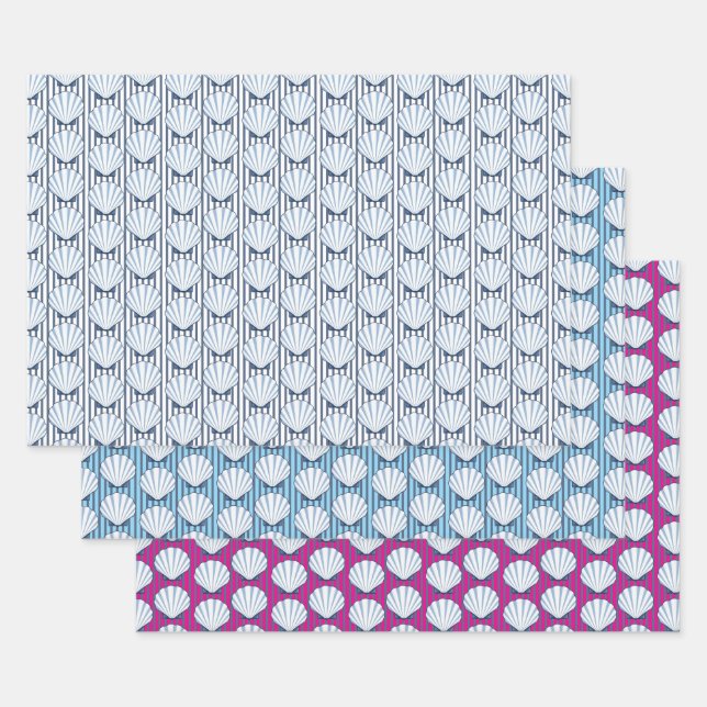 Feuille De Papier Cadeau Élégance Shell Stripe ! (Lot)