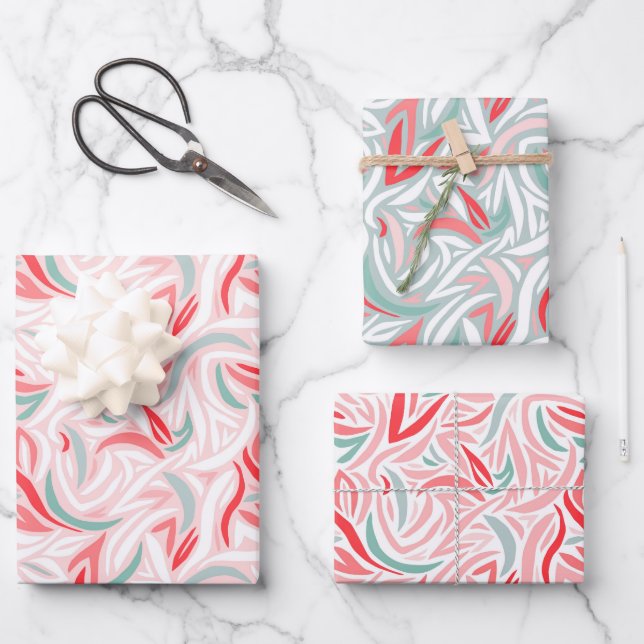Feuille De Papier Cadeau Élégant Abstrait en Noël blanc (Recto)