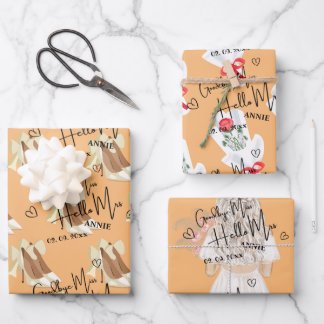 Feuille De Papier Cadeau Elegant Adieu Mlle Bonjour Mme Fête des mariées