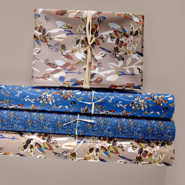 Feuille De Papier Cadeau Elégant aquarelle florale Découpage cadeau (Elegant Modern Leaves Berries Watercolor Floral Wrapping Paper Sheets from Studio Posies.)