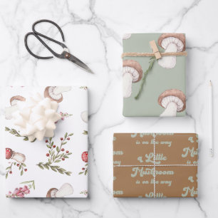 Feuille De Papier Cadeau Elégant Baby shower de champignons aquarelles