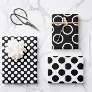 Feuille De Papier Cadeau Elegant Black Polka Dot Wrapping Paper Sheets