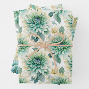Feuille De Papier Cadeau Elégant blanc amour Aqua Mint Mariage