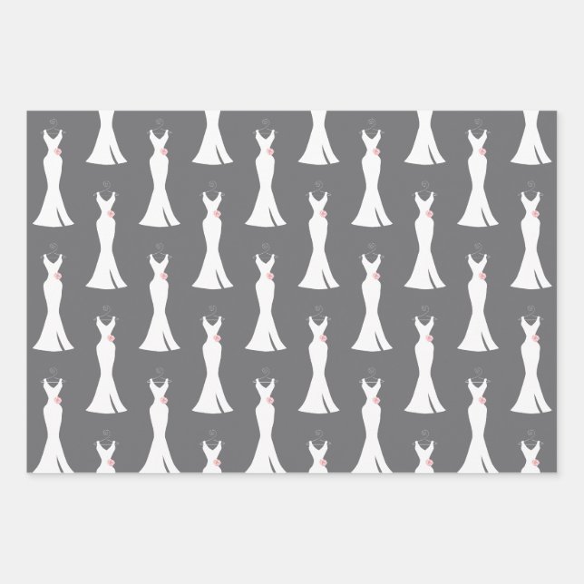 Feuille De Papier Cadeau Elégant blanc sur gris - Motif élégant (Devant)