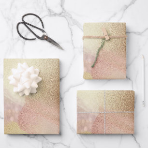 Feuille De Papier Cadeau Élégant Brossé Rose-Gold Bokeh Holiday